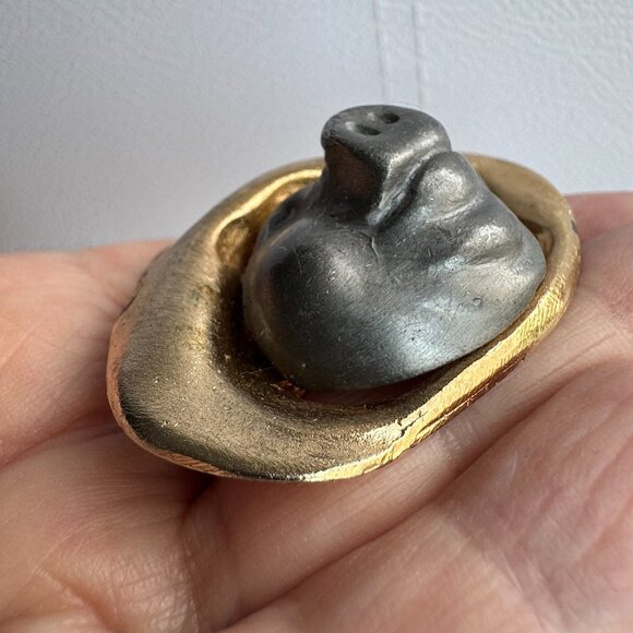 Vintage Pig Brooch Mixed Metals Gold and Silver Tone Ultra Craft Whimsical - Picture 4 of 8